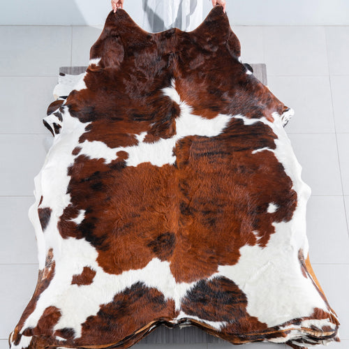 Tricolor Cowhide Rug Size 7'11" L x 6'10" W 7500