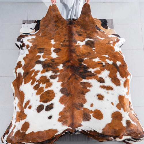 Tricolor Cowhide Rug Size 7'9" L x 6'9" W 7512