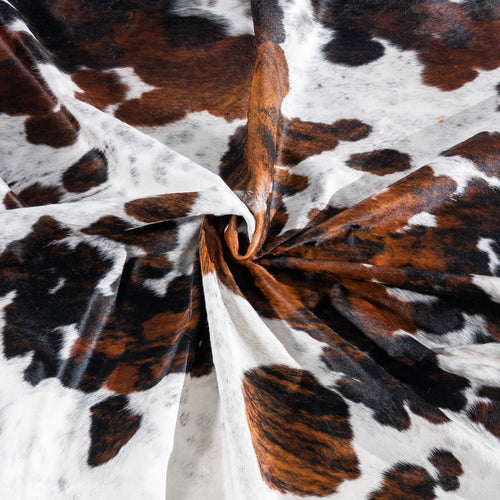 White Tricolor Cowhide Rug Size 7'10" L x 7'0" W 7513