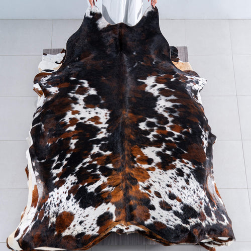 Tricolor Cowhide Rug Size 8'7" L x 7'0" W 7523