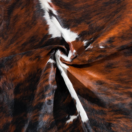 Tricolor Brindle Mix Cowhide Rug Size 6'11" L x 6'7" W 7527