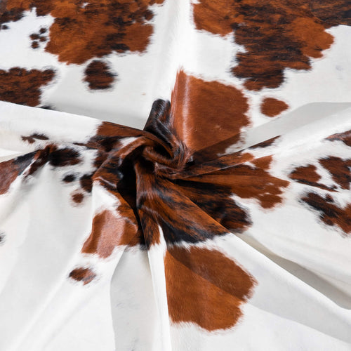 White Tricolor Cowhide Rug Size 7'11" L x 7'4" W 7528
