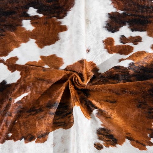 White Tricolor Cowhide Rug Size 8'2" L x 7'0" W 7531