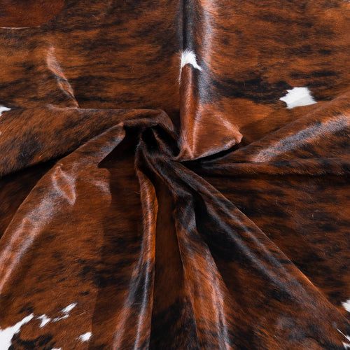 Tricolor Brindle Mix Cowhide Rug Size 7'2" L x 6'10" W 7533