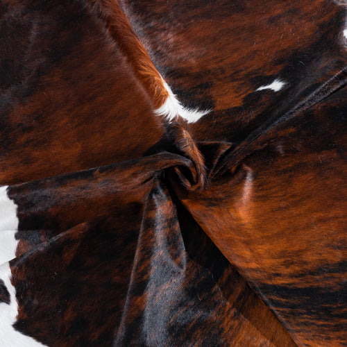 Tricolor Brindle Mix Cowhide Rug Size 8'0" L x 6'11" W 7534