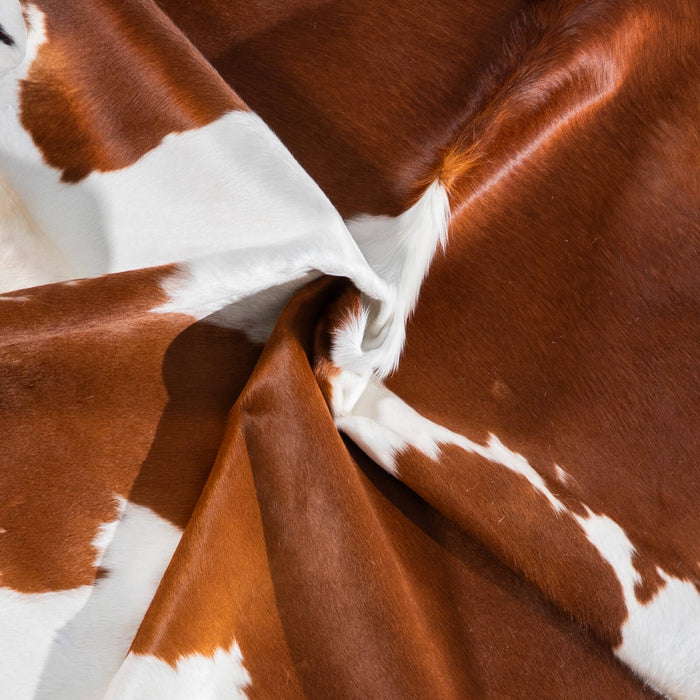 Brown and White Cowhide Rug Size 7'2" L x 7'0" W 7535