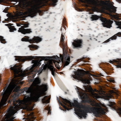 White Tricolor Cowhide Rug Size 7'10" L x 7'4" W 7538