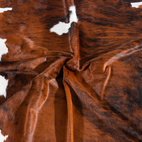 Tricolor Brindle Mix Cowhide Rug Size 7'1" L x 6'8" W 7545