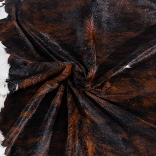 Tricolor Brindle Mix Cowhide Rug Size 7'11" L x 6'11" W 7553