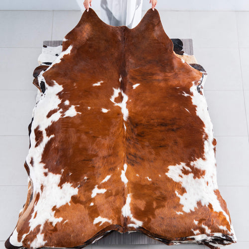 Tricolor Cowhide Rug Size 8'1" L x 6'11" W 7555
