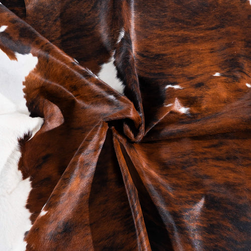 Tricolor Brindle Mix Cowhide Rug Size 7'3" L x 6'10" W 7556