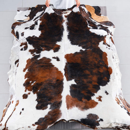 Tricolor Cowhide Rug Size 6'9" L x 6'3" W 7565