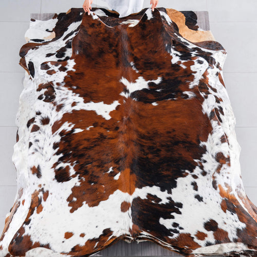 Tricolor Cowhide Rug Size 6'11" L x 6'4" W 7567