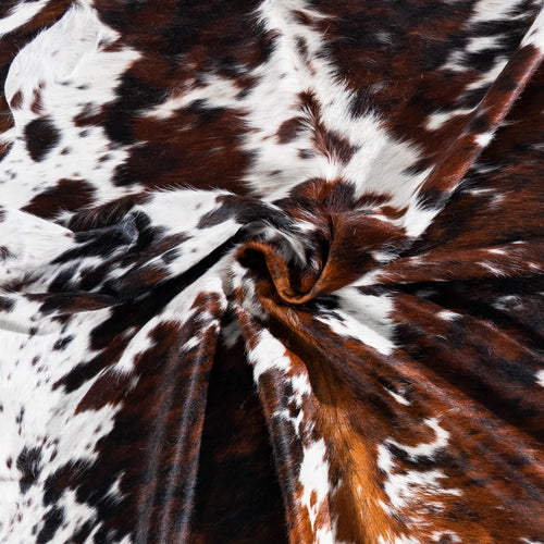 White Tricolor Cowhide Rug Size 7'4" L x 7'2" W 7571