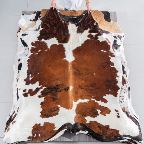 Tricolor Cowhide Rug Size 7'3" L x 6'9" W 7594