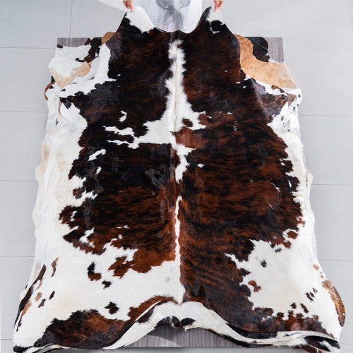 Tricolor Cowhide Rug Size 7'10" L x 7'2" W 7598