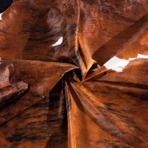 Tricolor Brindle Mix Cowhide Rug Size 7'5" L x 6'10" W 7599