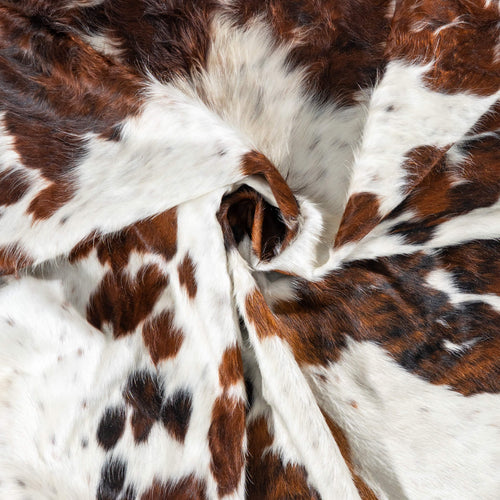 White Tricolor Cowhide Rug Size 7'6" L x 7'0" W 7603