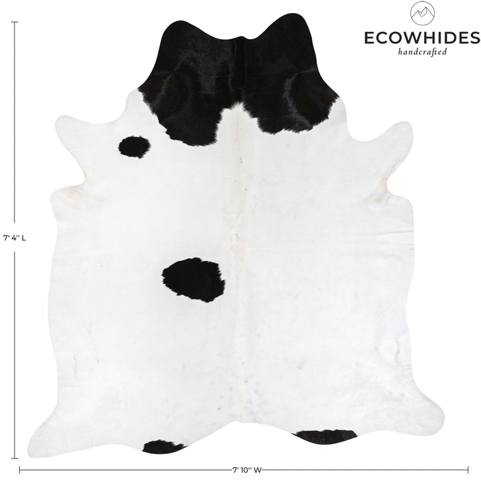 Brazilian Black and White Cowhide Rug Size 7'4" L x 7'10" W 7635