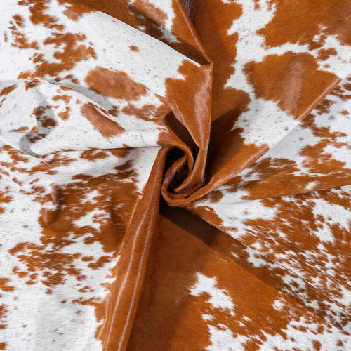Brazilian Brown and White Cowhide Rug Size 7'5" L x 7'9" W 7688