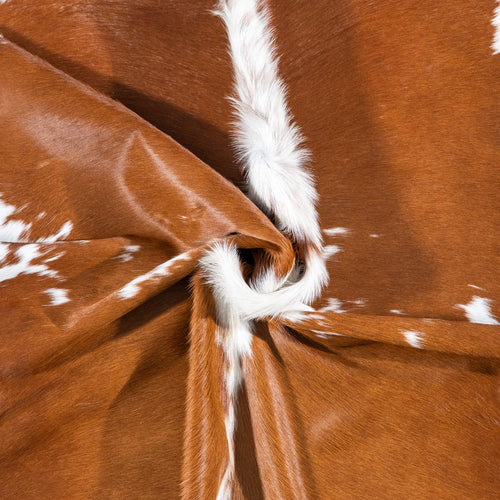 Brazilian Brown and White Cowhide Rug Size 7'6" L x 6'8" W 7692