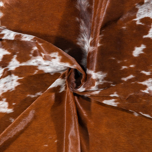 Brazilian Brown and White Cowhide Rug Size 8'0" L x 7'3" W 7697