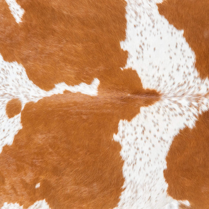 Brazilian Brown and White Cowhide Rug Size 7'11" L x 6'11" W 7699