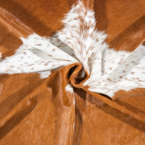 Brazilian Brown and White Cowhide Rug Size 7'11" L x 6'11" W 7699