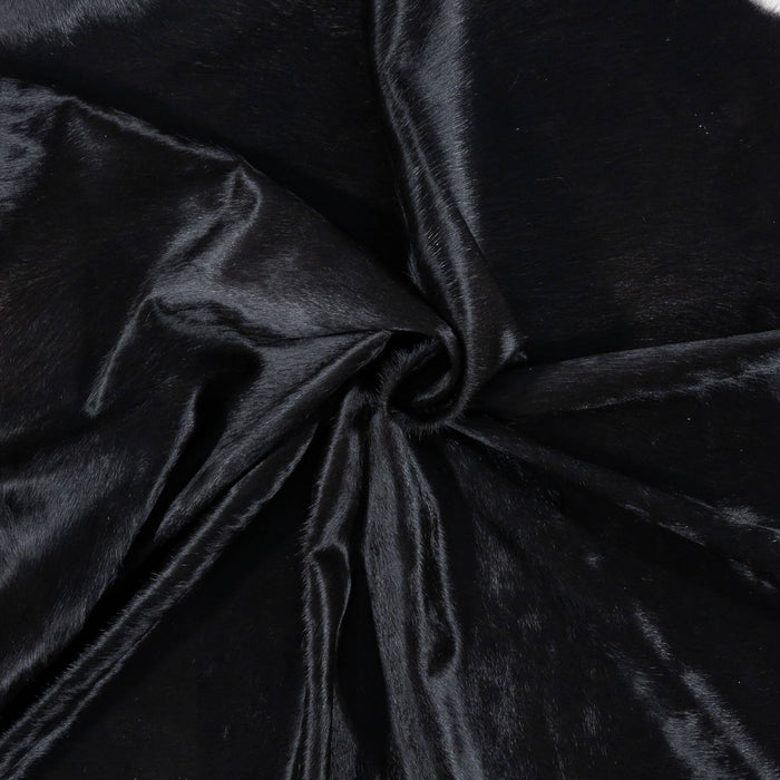Brazilian Solid Black Cowhide Rug Size 7'7" L x 6'10" W 7733
