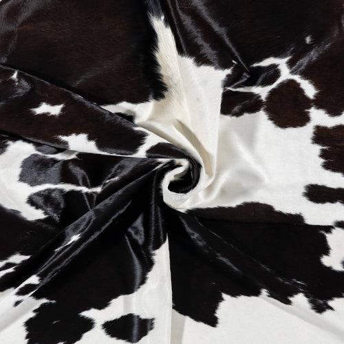 Brazilian Black and White Cowhide Rug Size 7'4" L x 7'5" W 7741