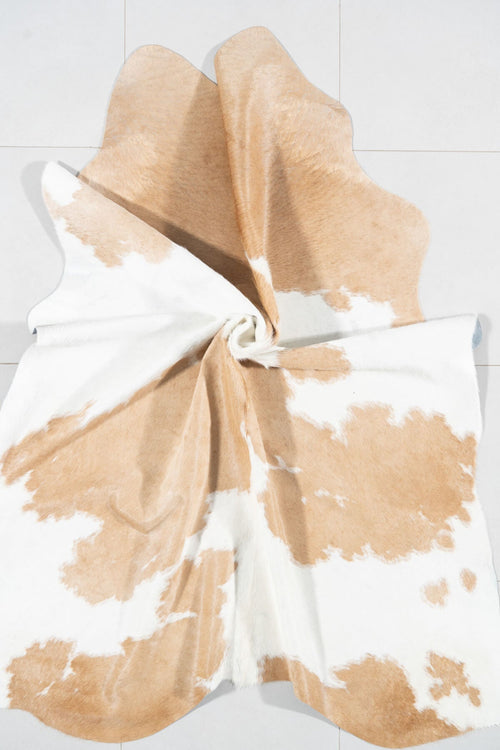 Brazilian Palomino and White Cowhide Rug Size 7'8" L x 5'8" W 7795