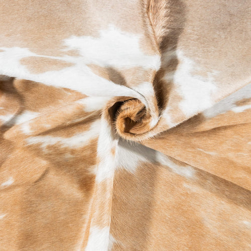 Brazilian Palomino and White Cowhide Rug Size 6'9" L x 6'6" W 7797