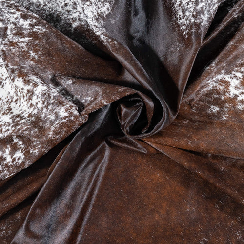 Brazilian Chocolate and White Cowhide Rug Size 7'11" L x 6'5" W 7835