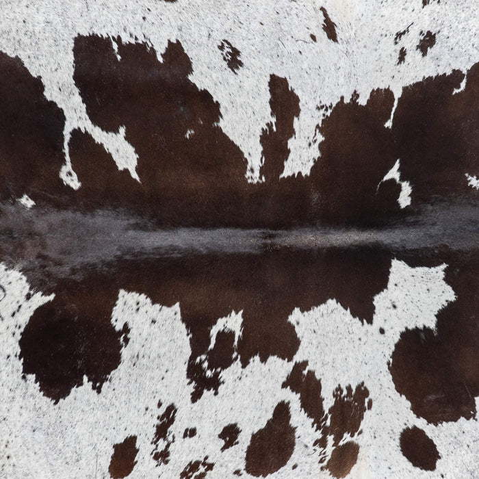 Brazilian Chocolate and White Cowhide Rug Size 7'9" L x 6'8" W 7844