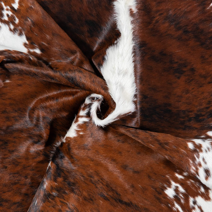 Brazilian Brindle White Belly and Backbone Cowhide Rug Size 7'3" L x 6'1" W 7848