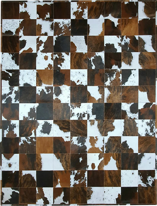 Tricolor Patchwork Cowhide Rug , Anti-Slip Backing | eCowhides