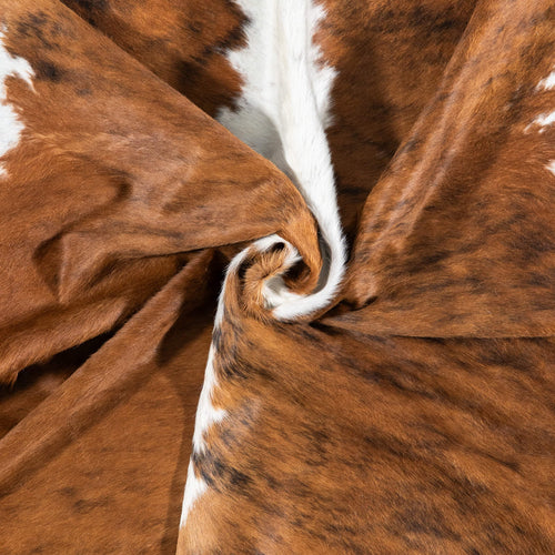 Brazilian Brindle White Belly and Backbone Cowhide Rug Size 7'3" L x 6'1" W 7854