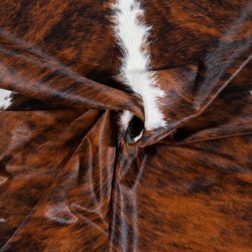 Brazilian Brindle White Belly and Backbone Cowhide Rug Size 7'0" L x 6'1" W 7859