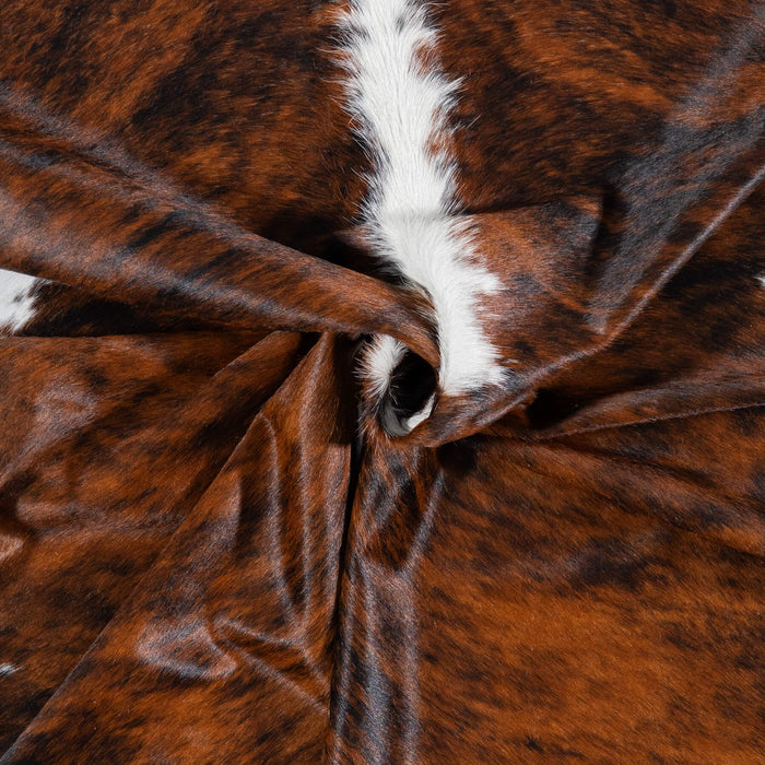Brazilian Brindle White Belly and Backbone Cowhide Rug Size 7'0" L x 6'1" W 7859
