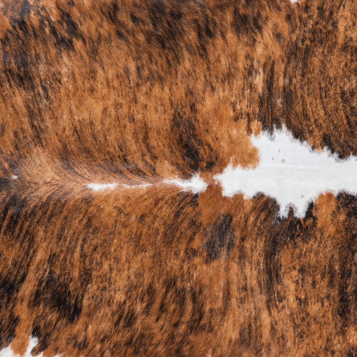Brazilian Brindle White Belly and Backbone Cowhide Rug Size 7'4" L x 6'11" W 7861