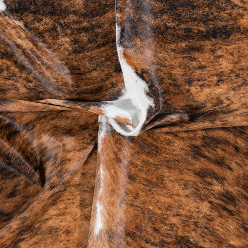 Brazilian Brindle White Belly and Backbone Cowhide Rug Size 7'4" L x 6'11" W 7861
