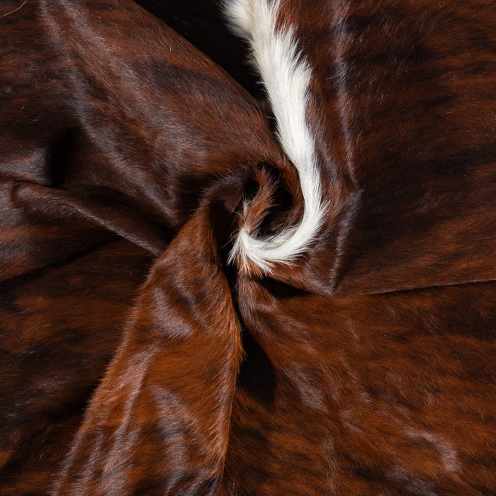 Brazilian Brindle White Belly and Backbone Cowhide Rug Size 7'7" L x 6'11" W 7865