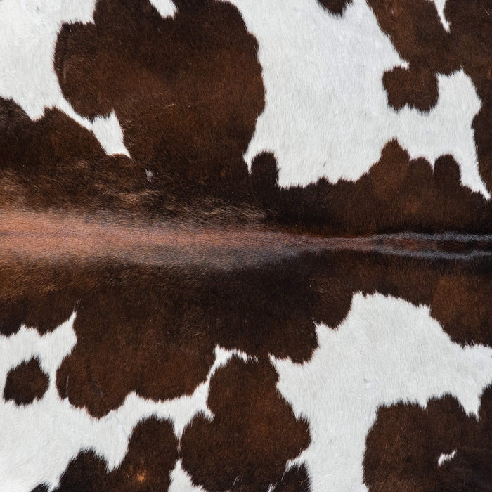 Brazilian Chocolate and White Cowhide Rug Size 7'1" L x 6'0" W 8059