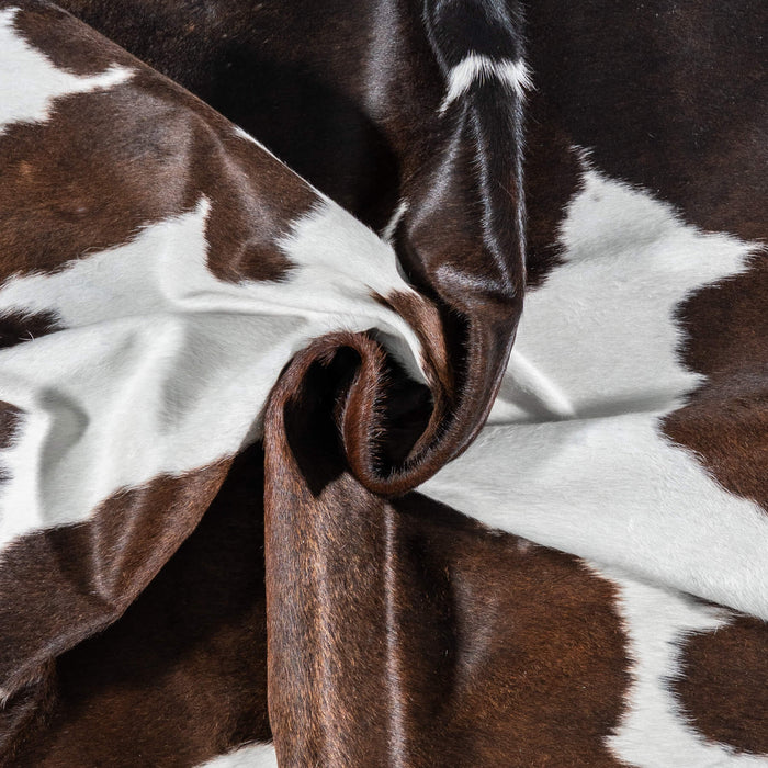 Brazilian Chocolate and White Cowhide Rug Size 7'1" L x 6'0" W 8059