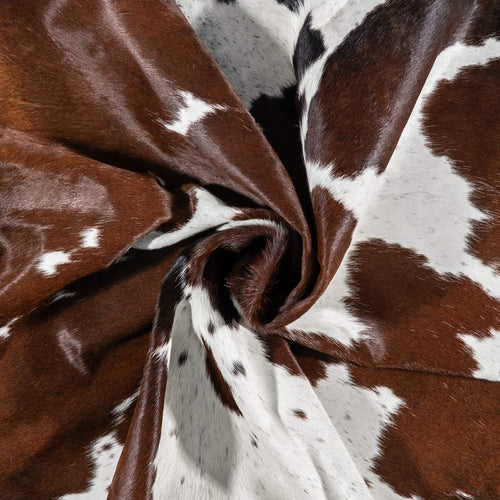 Brazilian Chocolate and White Cowhide Rug Size 6'3" L x 5'11" W 8061