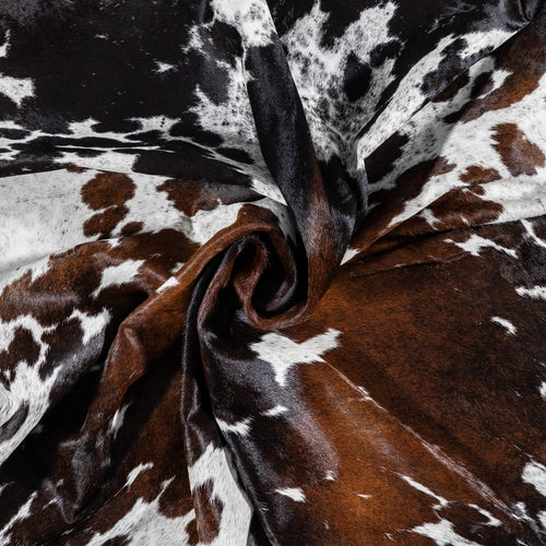 Brazilian Chocolate and White Cowhide Rug Size 6'10" L x 6'1" W 8063