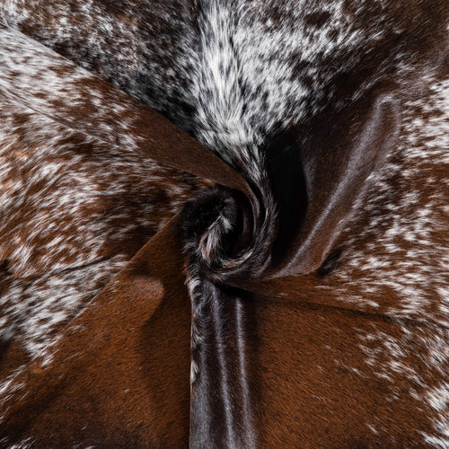 Brazilian Chocolate and White Cowhide Rug Size 7'1" L x 6'0" W 8069