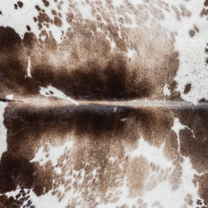 Brazilian Chocolate and White Cowhide Rug Size 7'1" L x 6'7" W 8071