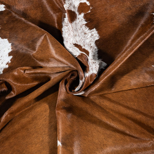 Brazilian Chocolate and White Cowhide Rug Size 7'3" L x 6'10" W 8080