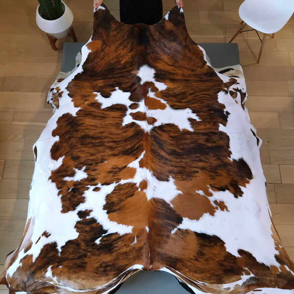 Tricolor Cowhide Rug Size 7'8" L x 6'11" W 8128